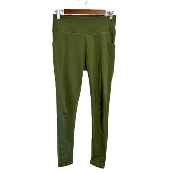 Woolx Women's S Merino Wool Blend Pocket Leggings Green High Rise - Picture 1 of 6